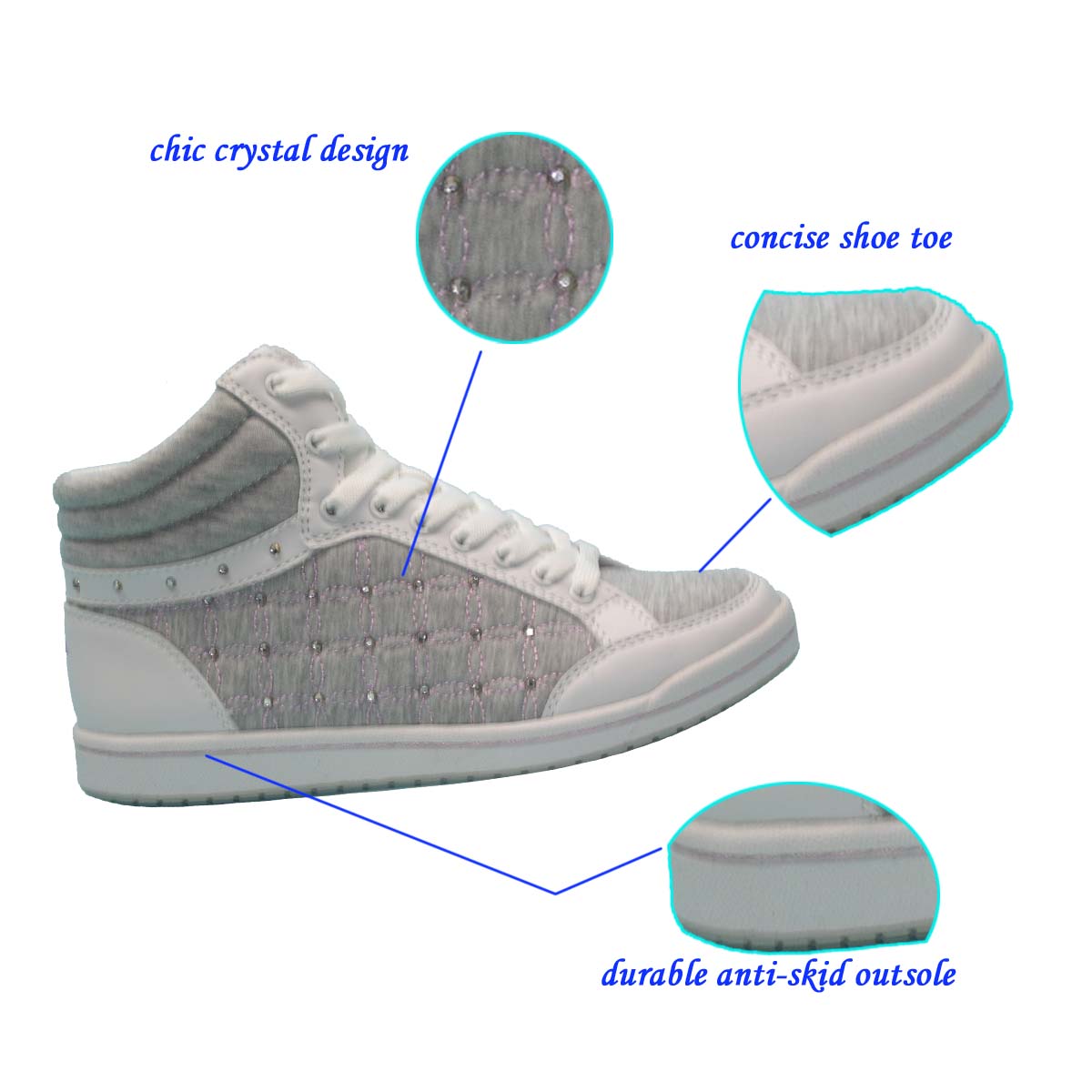 China Quanzhou's Graceful Woman High quality lower price Anti-skid Skate Shoes with Crystal Upper