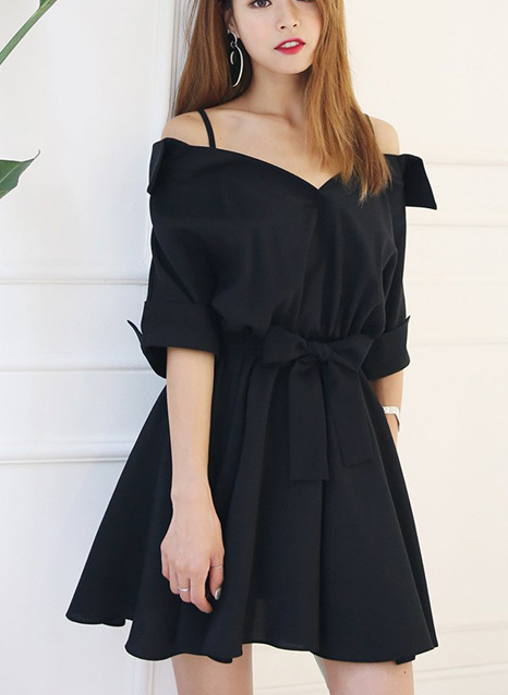 Black Mini Chiffon Dress