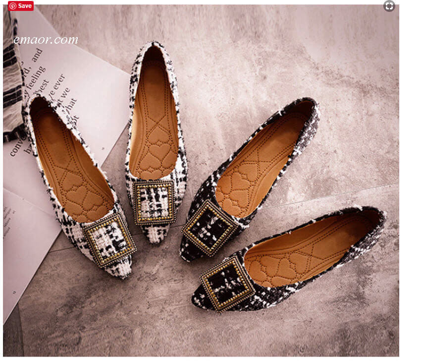  Jojo Siwa Shoes Fashion Boat Shoes Women's Pointed Toe Office Ladies Flat Footwear Elegant Women's Flats Luxury Brand Plus Size 10 A057 Jojo Siwa Shoes