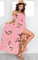 2018Rihanna pink dress on beach Seaside resort beach dress female Europe and America wrapped chest printed dress 