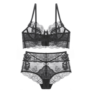 sexy thin gathered adjustable lace bra suit Europe and the United States high waist Embroidery underwear female French hot bra