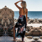 2018 summer new Amazon explosion models sexy beach dress deep V harness chiffon wrap dress Irregular high waist ladies skirt