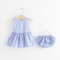 Solid Color Bow Behind Stripe Dresses with Pants 2018 new summer 2 Piece Sets O-Neck Sleeveless Children Clothing Girls Set 