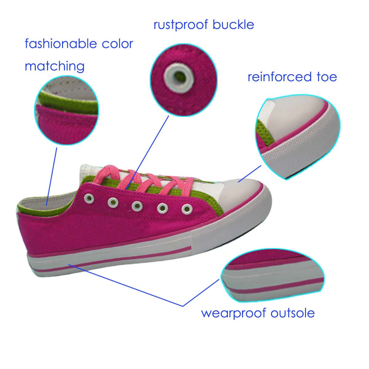 Hottest Female/ Woman/ Girl Vulcanized Rubber Sole Walking Canvas Shoes with OEM&amp;ODM Service Available from Chinese Market