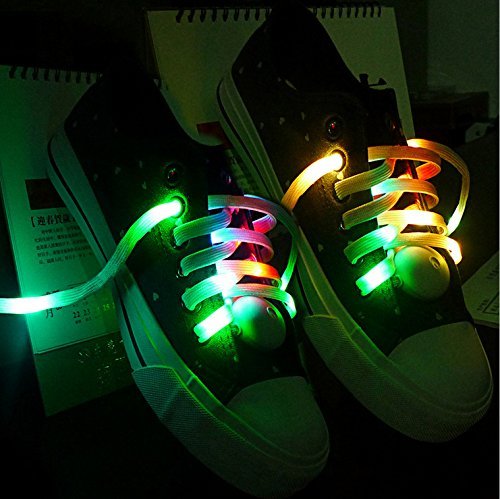 Multicolor LED Shoelaces Light Up Nylon Shoestring Lighting the Night for Christmas Party Hip-Pop Dancing Cycling Running Walking