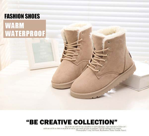  Women Boots Winter Warm Snow Boots Women Botas Mujer Lace Up Fur Ankle Boots Ladies Winter Women Shoes