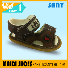 Latest Lovely Brown Pig Skin TPR Outsole Infant Sandal Shoes