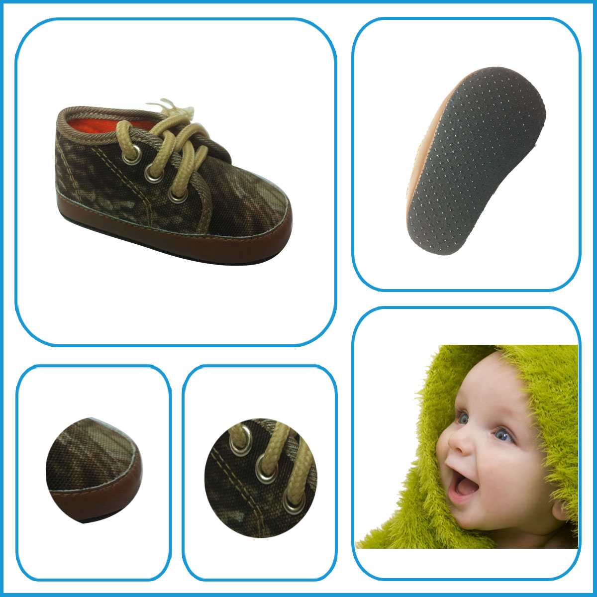 Newest Fashion Green Military Soft Baby Canvas Shoes Hot In China Factory