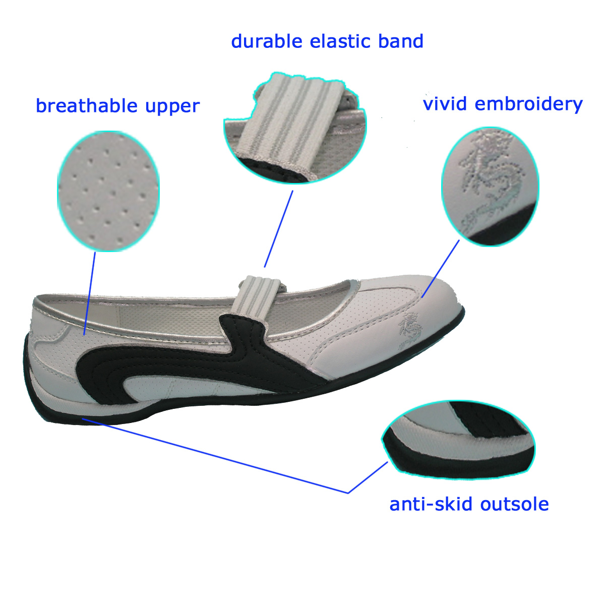  Hot Selling Ladies Breathable White PU Leisure Dance Shoes