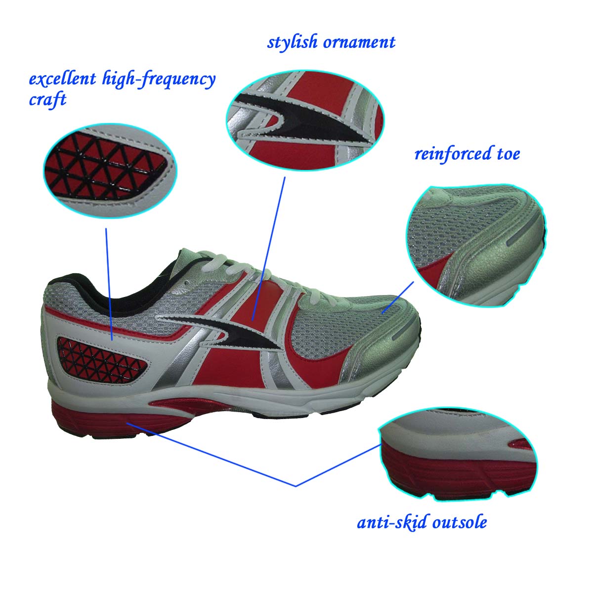 Latest Stylish Men's Red Breathable Running Shoes with Fold-resistant MD Outsole from China Jinjiang