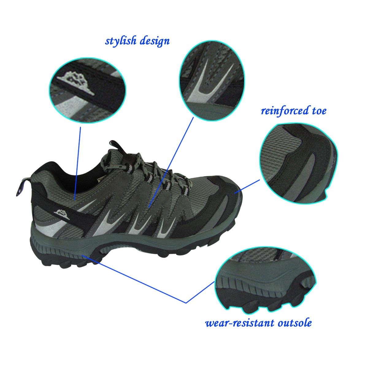 2017 New Product--Stylish Men's Hiking/ Mountain/Outdoor Shoes with Mesh+PU Upper and Durable MD Outsole