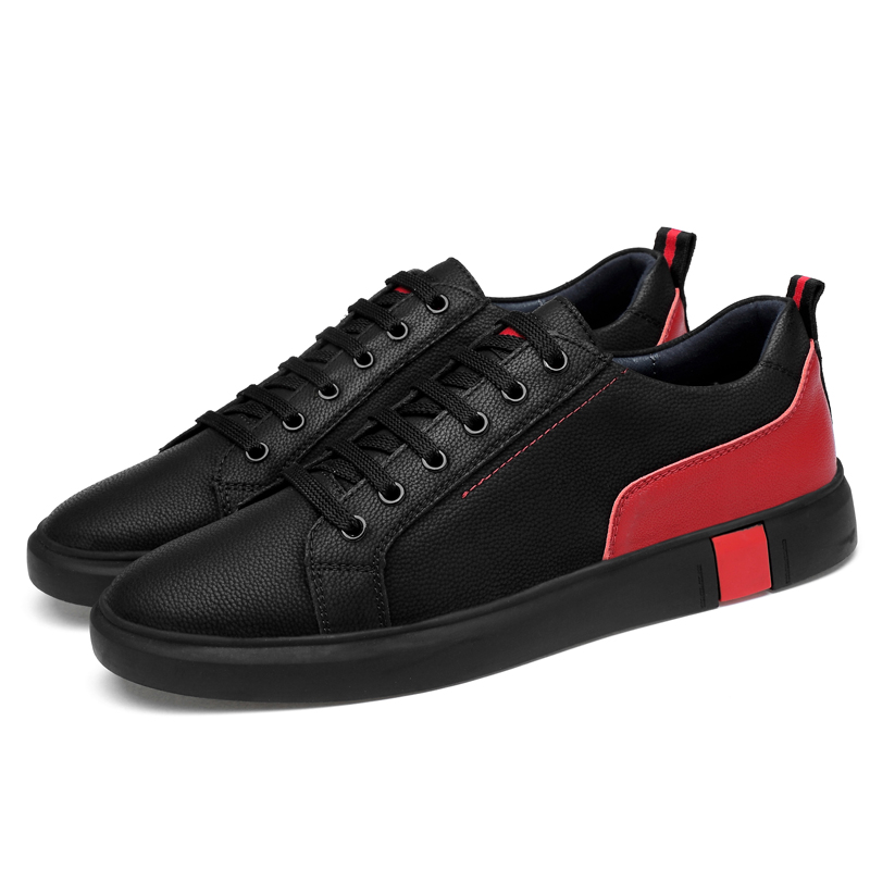 Leather Casual Shoes brand Classic Fashion men simple fashion Flats Black White male Sneakers 2018 EMAOR 