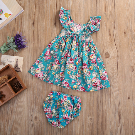Summer Style Baby Girls Clothing 2pcs Set Newborn Ruffle Outfits Floral ...