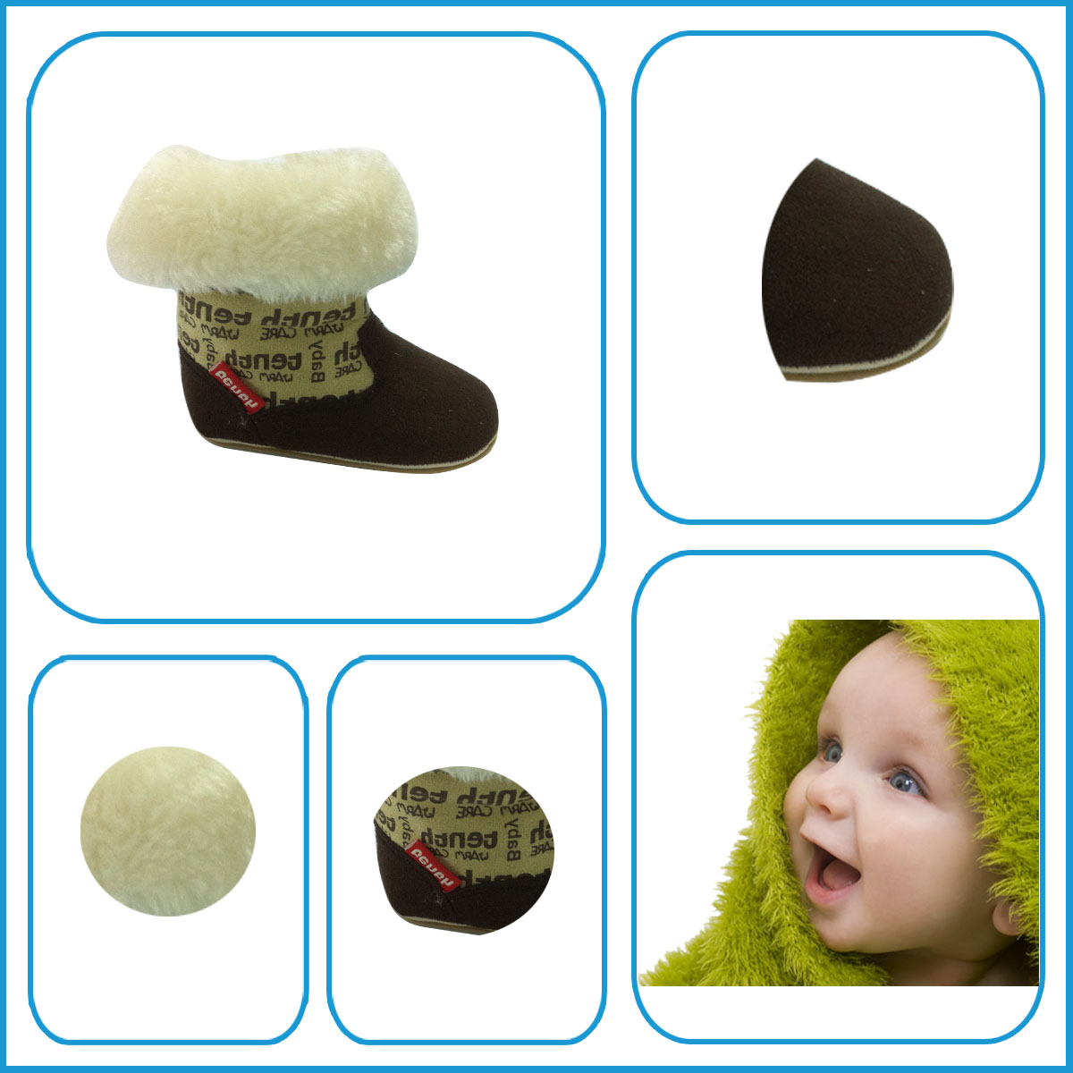 China Brand Name Warm Winter Fur And Wool Softsole Baby Boots