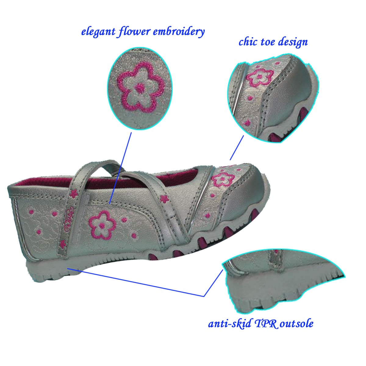 Hot sale Latest Embroided Chinese Flower Casual Angel Shoes