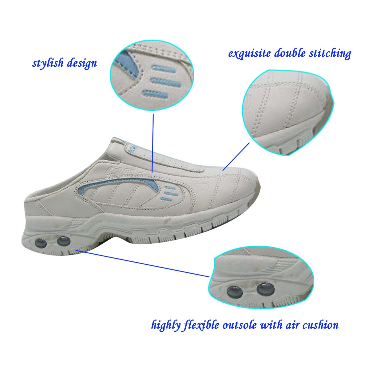Hottest Men's White Air Sport Casual Slip-on Shoe with Flexible Air-cushion TPR Outsole from China