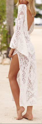 2018 summer Europe and the United new dress hot explosion models sexy beach skirt seaside resort lace long dress