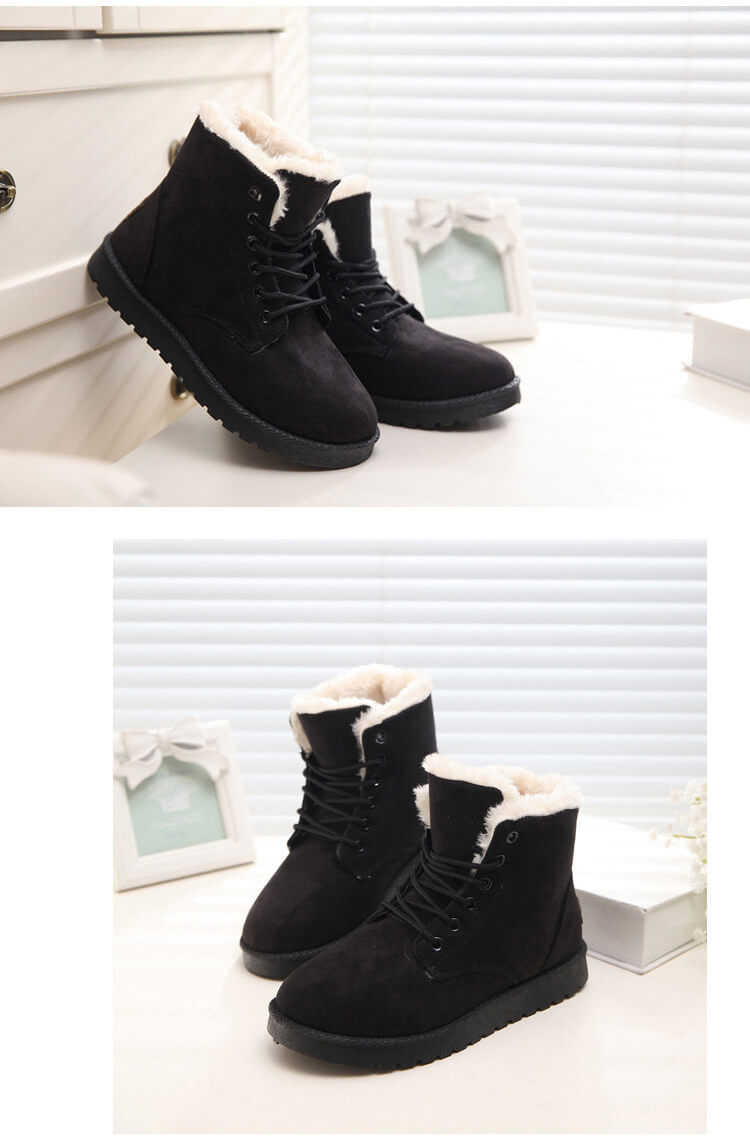 Women Boots Winter Warm Snow Boots Women Botas Mujer Lace Up Fur Ankle Boots Ladies Winter Women