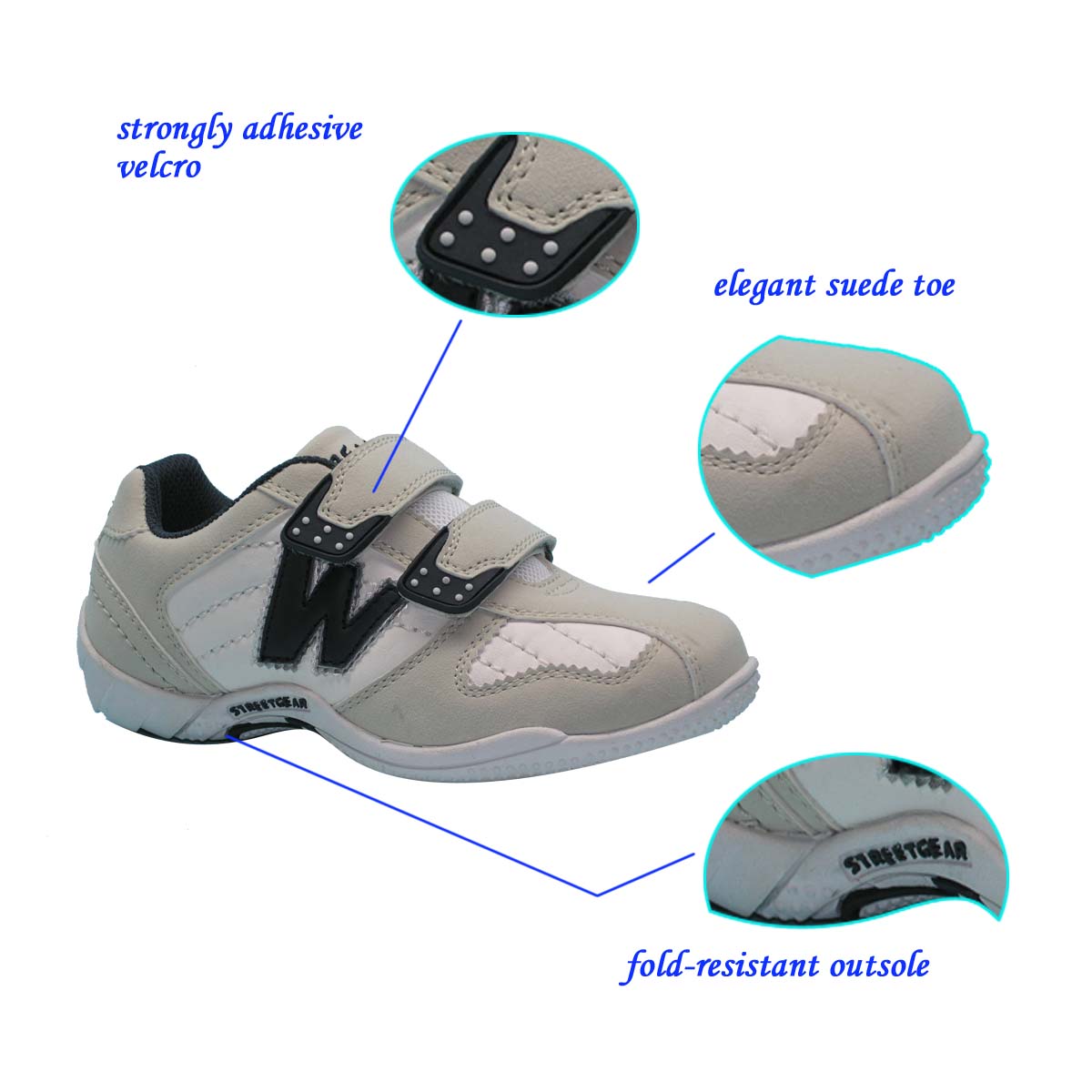 Stylish Gesso and White Sport Kid Child Suede Leather Casual Shoes