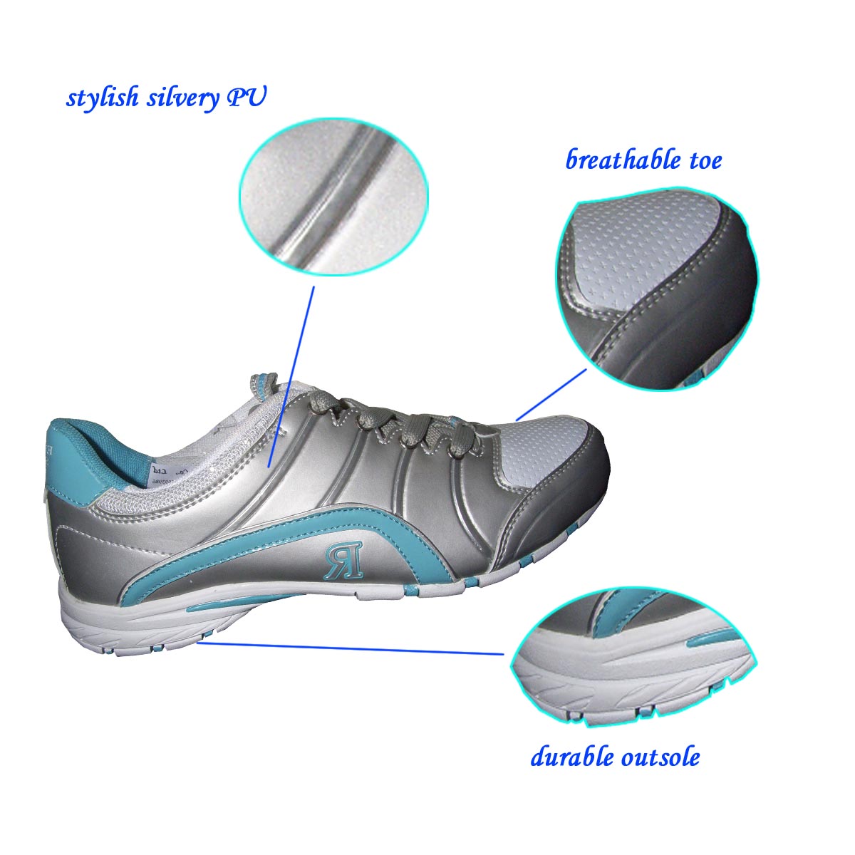 Hottest and the Most Durable Silver Running Shoes for Woman Direct from Factory