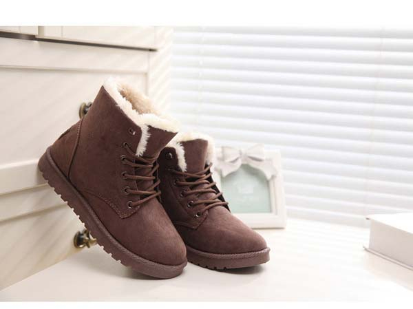 Women Boots Winter Warm Snow Boots Women Botas Mujer Lace Up Fur Ankle Boots Ladies Winter Women