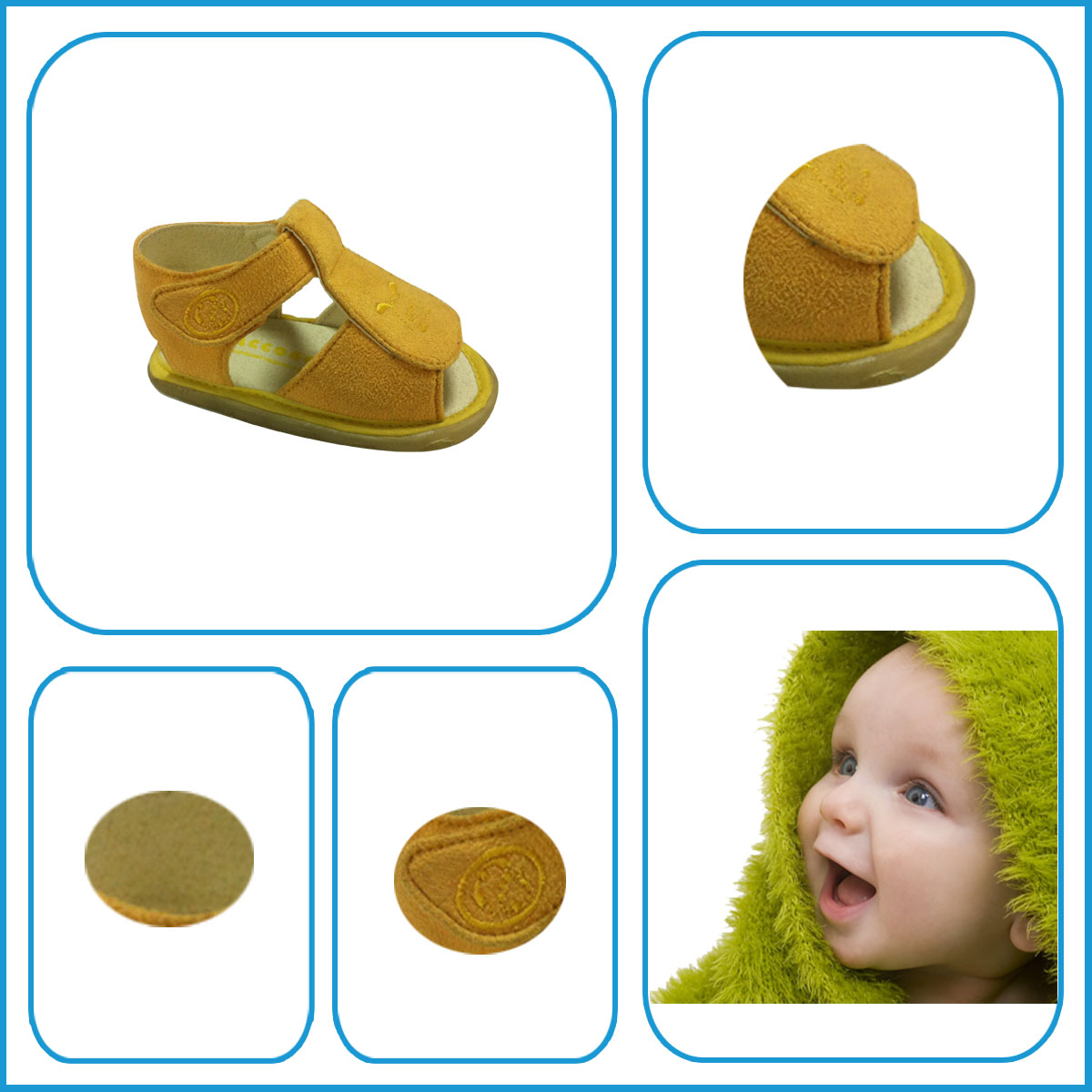 Latest Comfortable Soft Sole Yellow Fabric Baby Shoes With Cute Embroidery