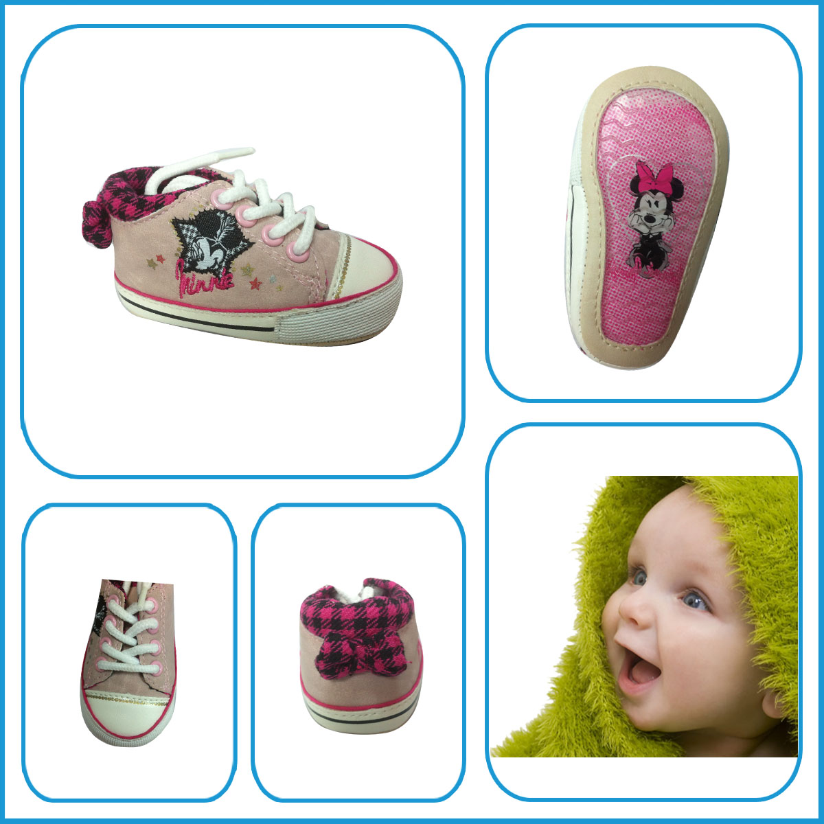 Hot selling Mikey Cartoon Pattern PVC Outsole Pink Lovely Infant Casual Shoes,PU upper