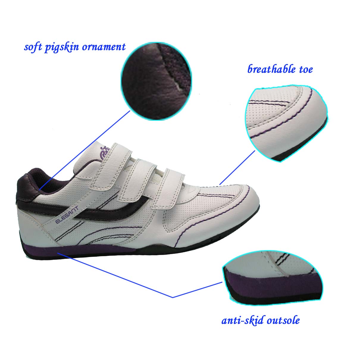 Elegant Breathable White buckle strap Casual Shoes for Boy From China Jinjiang