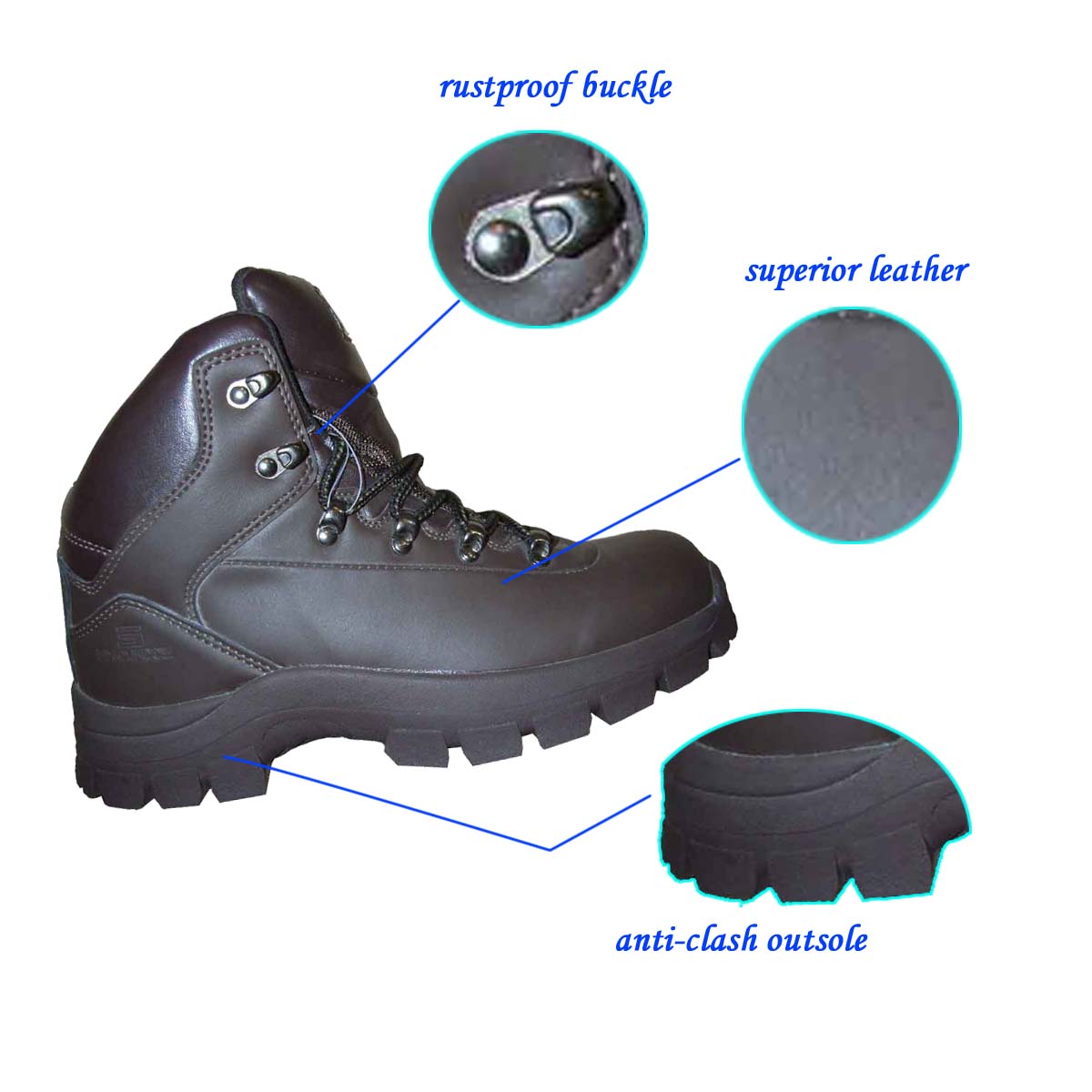 Latest design PU Hiking Shoe with Anti-skid Rubber Outsole for Men