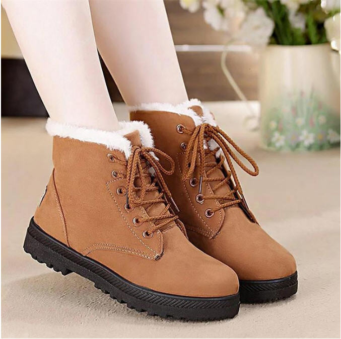 Snow Boots 2019 Classic Heels Suede Women Winter Boots Warm Fur Plush Insole Ankle Boots Women Shoes Hot Lace-up Shoes Woman