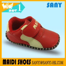 Hot Selling Pu Breathale Red Kids Shoes with High Quality Rubber Sole Genuine Leather Kids Shoes from China
