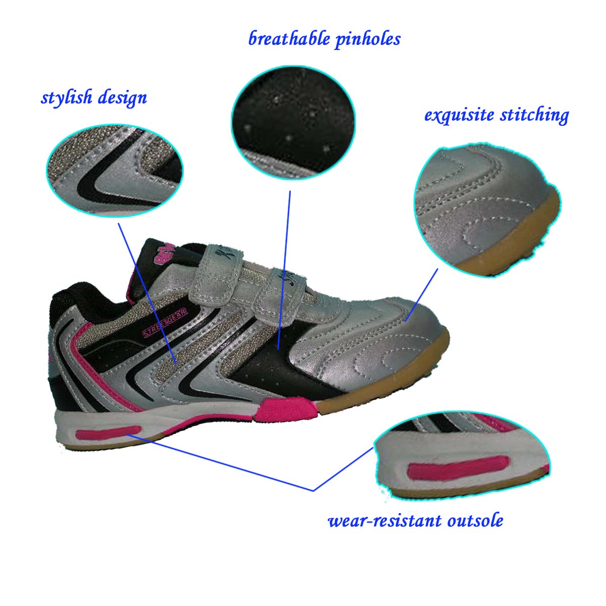 Fashionable Chinese Black Girl's Sport Training Soccer Shoes