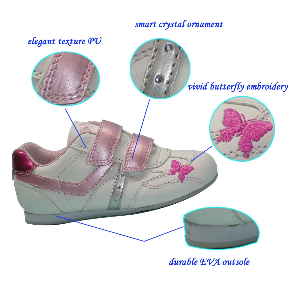 Latest Pink Lovely Girl Casual Shoes with Crystal from China Jinjiang with high quality lower price