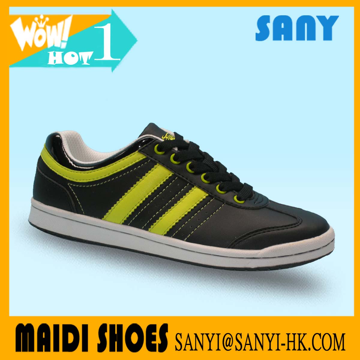 Latest Black PU Casual Shoes with Durable TPR Outsole skate shoes