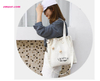  Drawstring Art Canvas Totes Travel Bags Female Shoulder Portable Shopping Bags