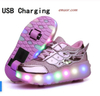  Led Shoes Children Luminous Glowing Sneakers Gold Pink Led Light Roller Skate Kids Led Shoes USB Charging Led Shoes