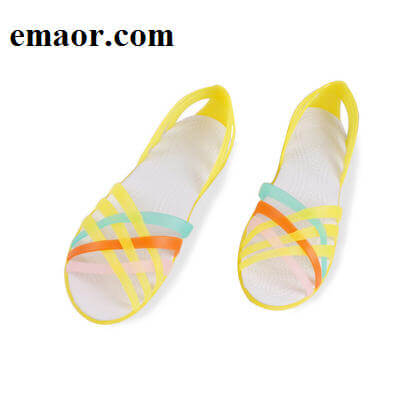 Women Jelly Shoes Rianbow Summer Sandals Female Flat Garden Shoes Casual Ladies Slip On Woman Candy Color Peep Toe Beach Shoes