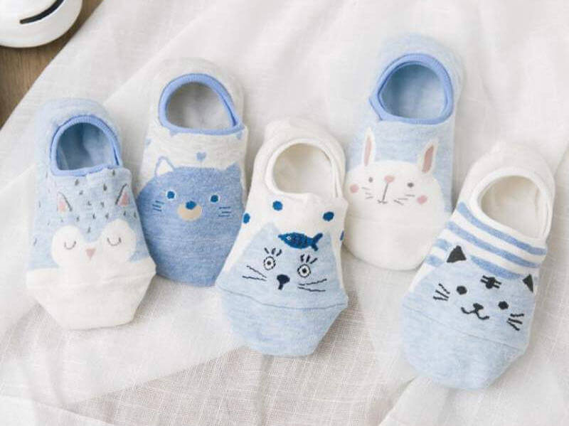 Women's Short Socks Cartoon Unicorn Cat Fox Cute Animal Print Funny ...