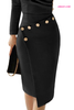 Affordable Midi Dresses Asymmetric Button Detail Black Ruched Midi Dress
