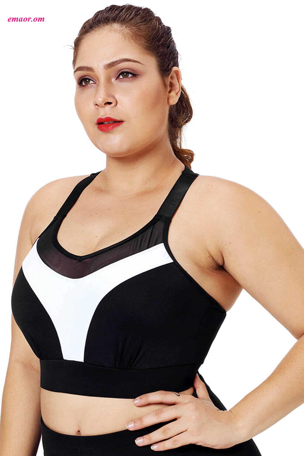  Plus Size Sports Bras Mesh And Print Patchwork Yoga Bra Women's Sportswear Yoga Bras