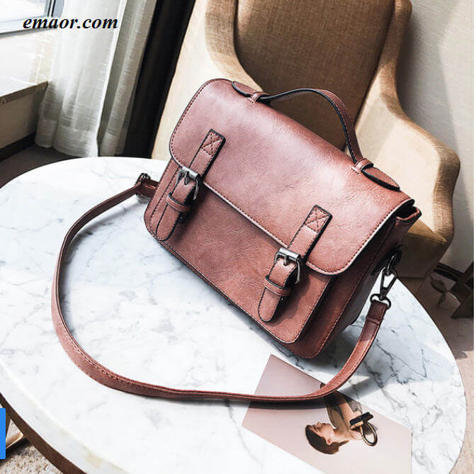 Ladies Bag Retro Crossbody Bags Fashion Travel Bags Vintage PU Leather Preppy Satchel for Girls Book Bags for College Bags