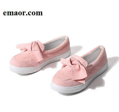Women Loafers Fashion Platform Slip On Bowtie Sewing Black Pink Casual Comfortable Flock Moccasins Footwear