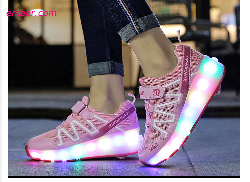 USB Charging Spring Winter Led Children's Light-emitting Wheel Shoes Cheap Heelies Skating Pulley Shoes 