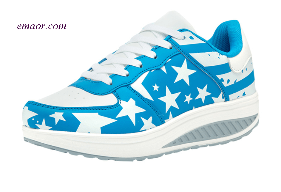 Flag Shoes Pulled Women's American Flag Flock Sneakers Roman Slip On Pantshoes Thick Bottom Breathable Wedge Casual Shoes Dark And Light Blue Star 5.0 Maryland Flag