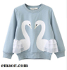  Children Hoodies New Kids Spring Fall 3d Swan Hoodies Clothes Child Baby Girls Cotton Long Sleeve Lace T-shirt Cute Top Children Casual Clothes