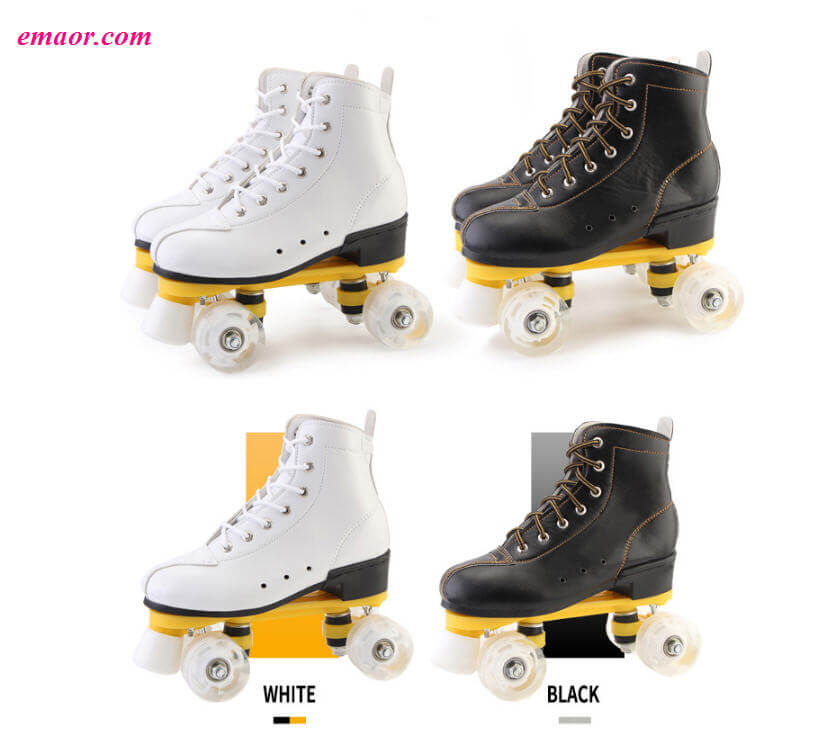 Cheap Skate Shoes White Black Double Row Skates Adult Four-wheeled Roller Skates Shoes