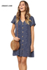 Maxi Dresses Blue Polka Dot V Neck Button Down Ruffles Short T-Shirt Dress Dress Barn Summer Party Dresses 