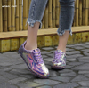 Women Sneakers Gold Glitter Shinny Bling Fashion Casual Oxford Shoes Woman Lady Ballet Flats Glossy Sneakers Espadrilles