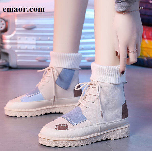 Martin Boots 2019 Fashion Lace-up Explosions Suede Canvas Color Splicing Matching High-top Martin Boots Socks Women Shoes 