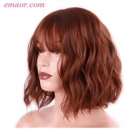 Full Lace Human Black Hair Wigs Pink Wing Short Water Wave Synthetic Hair Available Wig For Women Hairpieces Heat Resistant Fiber Daily Full False Hair Human Hair Wigs